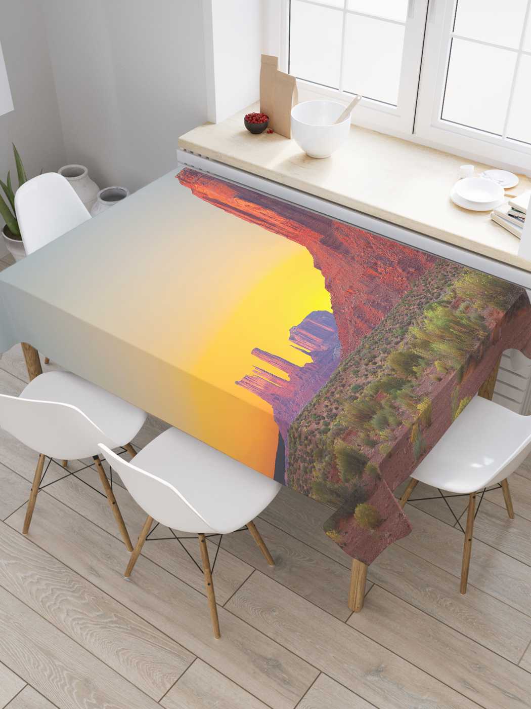 

Скатерть прямоугольная JoyArty "Каменная пустыня" из оксфорда, 120x145 см, Желтый, Каменная пустыня