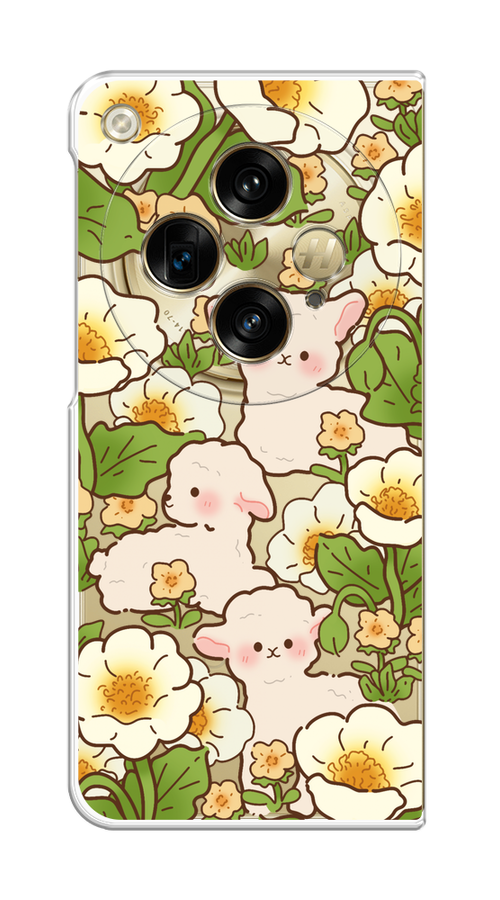 

Чехол на Oppo Find N3, OnePlus Open "Овечки в цветах", Зеленый;бежевый, 2515550-1
