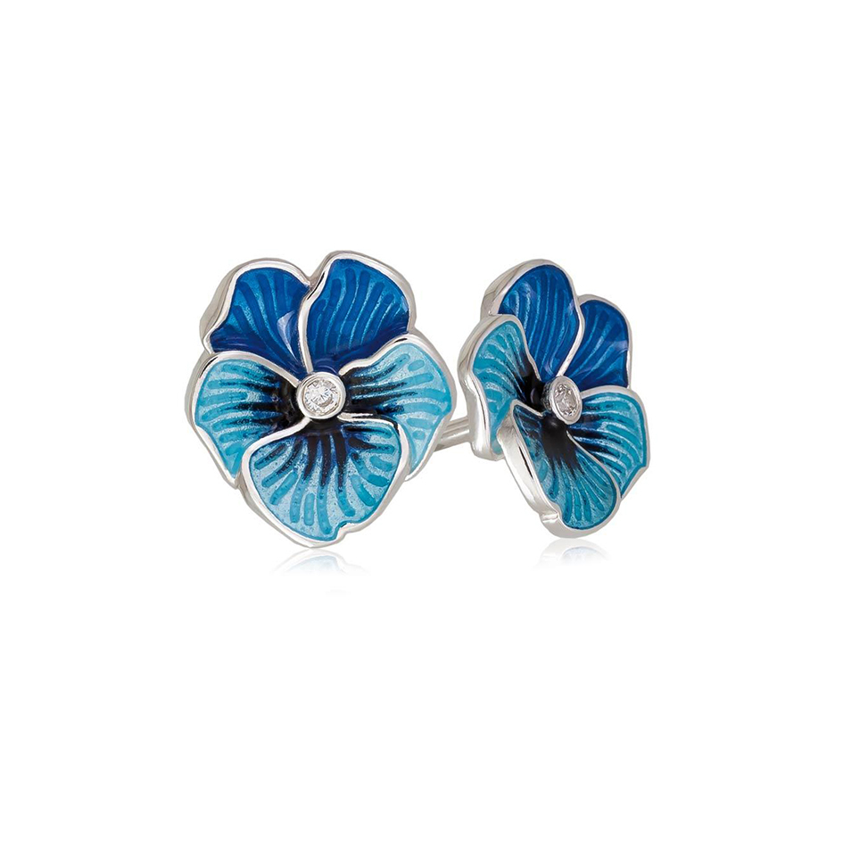 

Серьги из серебра FILLART Анютины глазки, фианит/эмаль, Анютины глазки