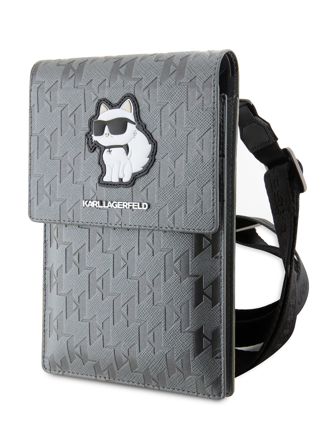 

Сумка Karl Lagerfeld для смартфонов Pouch Saffiano Monogram NFT Choupette Серебристый