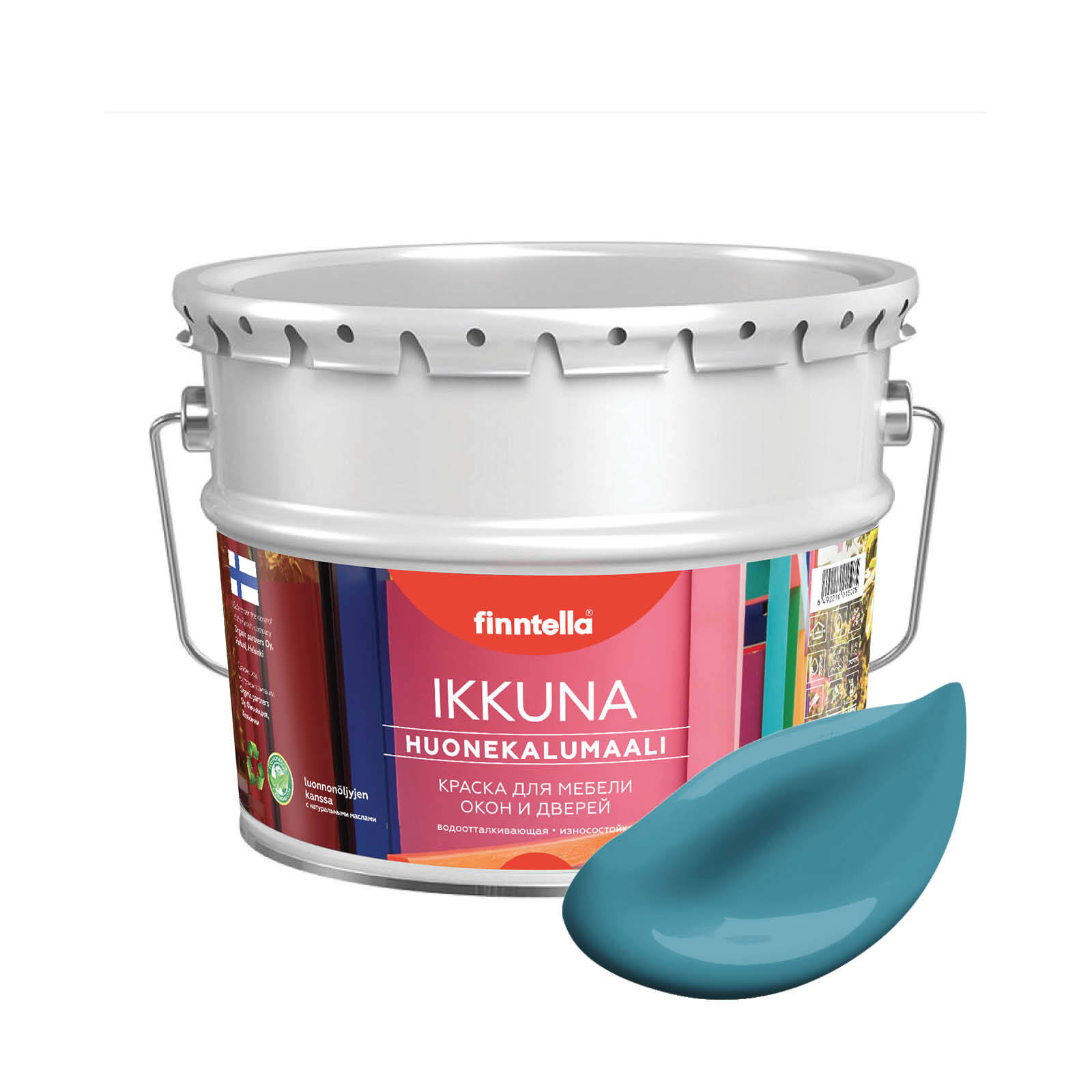 

Краска IKKUNA Color Матовая, OPAALI голубой, 9л, IKKUNA Color для дерева, деревянных поверхностей и интерьеров, стен и потолка с натуральным маслом, без запаха