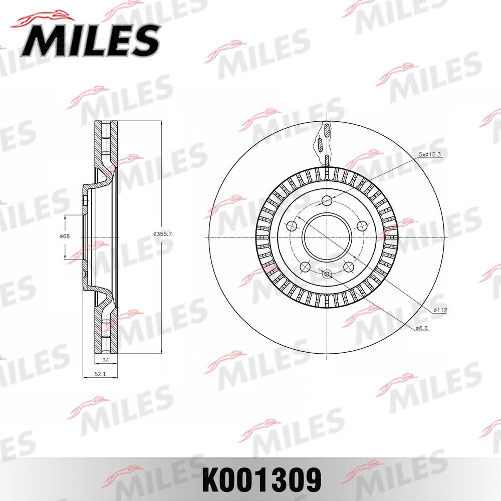 

Тормозной диск Miles комплект 1 шт. K001309