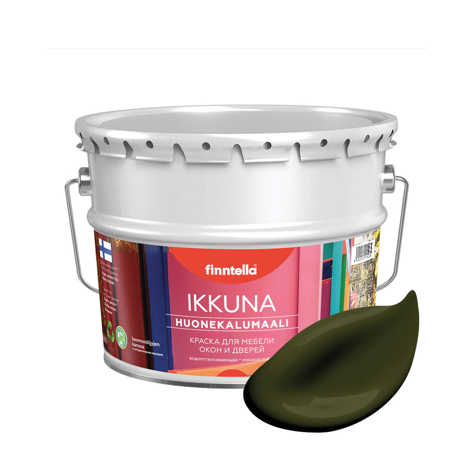 

Краска IKKUNA Color Матовая, KOMBU буро-зеленый, 9л, IKKUNA Color для дерева, деревянных поверхностей и интерьеров, стен и потолка с натуральным маслом, без запаха