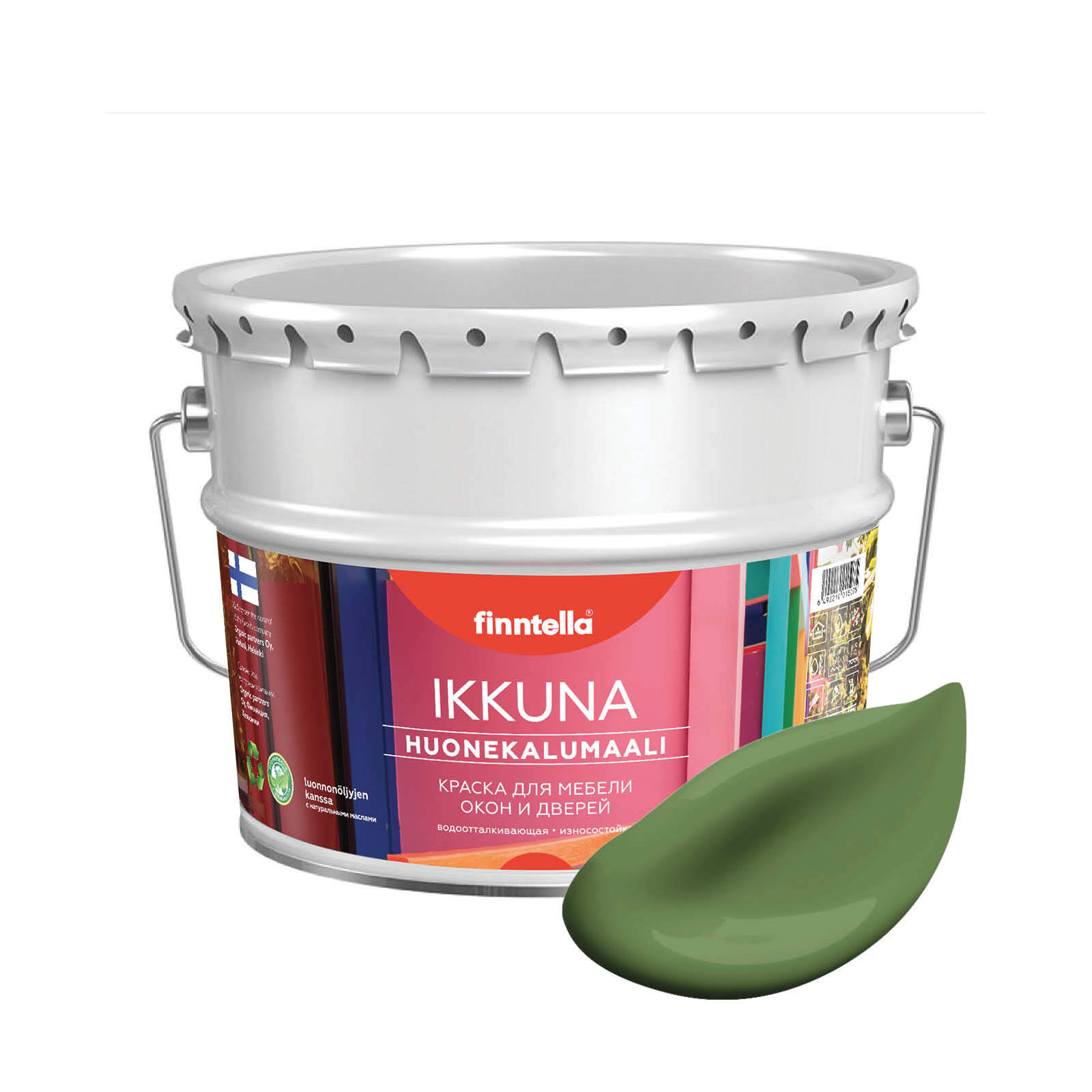 

Краска IKKUNA Color Матовая, VIHREA зеленый, 9л, IKKUNA Color для дерева, деревянных поверхностей и интерьеров, стен и потолка с натуральным маслом, без запаха