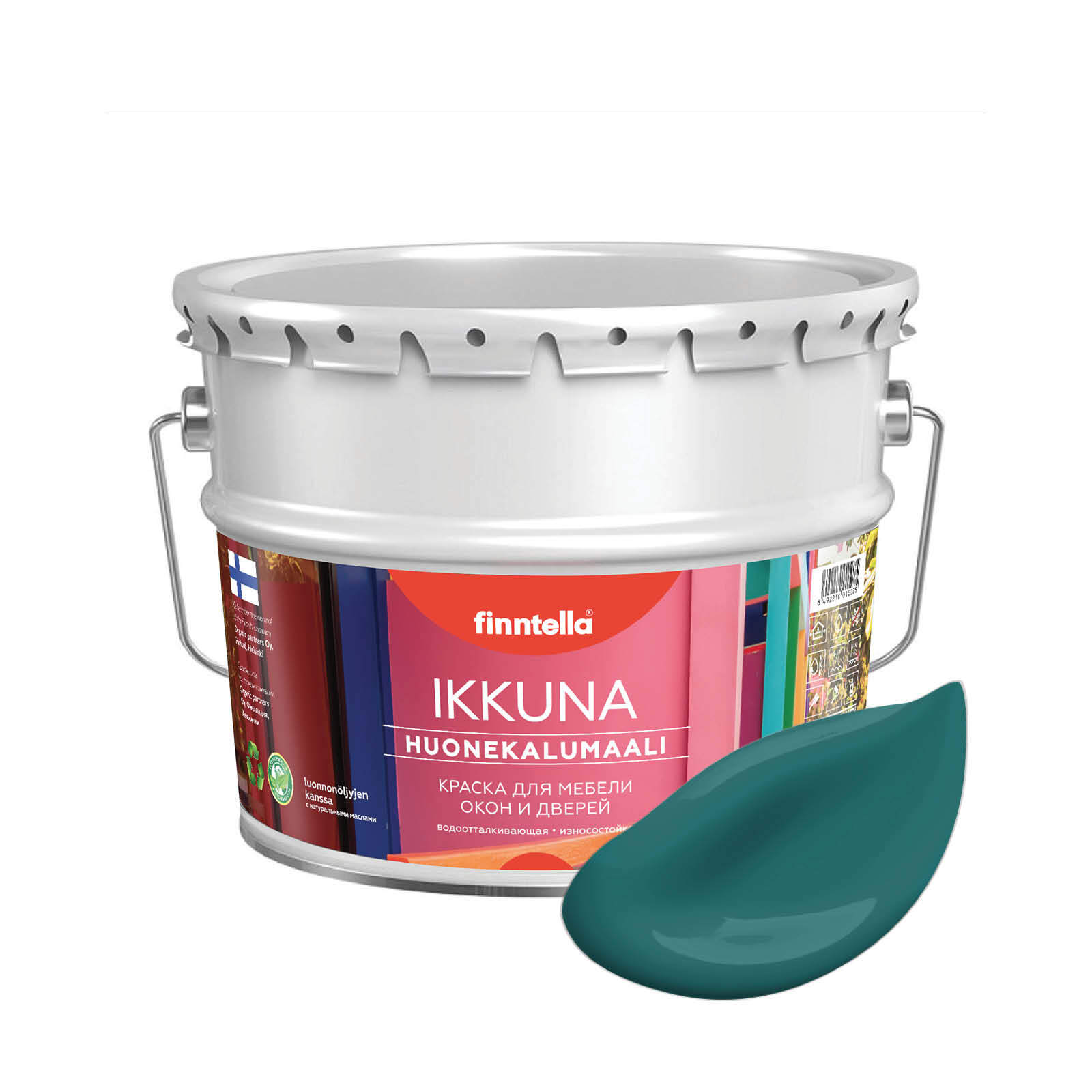 

Краска IKKUNA Color Матовая, MALAKIITTI темно-бирюзовый, 9л, Зеленый, IKKUNA Color для дерева, деревянных поверхностей и интерьеров, стен и потолка с натуральным маслом, без запаха