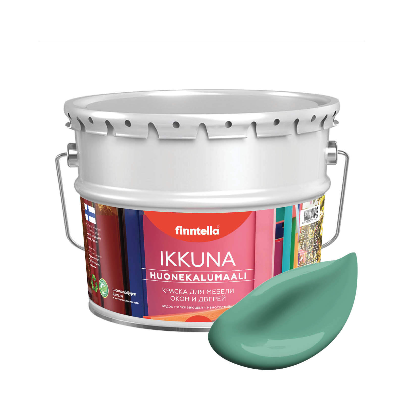 

Краска IKKUNA Color Матовая, JADE бирюзовый, 9л, Зеленый, IKKUNA Color для дерева, деревянных поверхностей и интерьеров, стен и потолка с натуральным маслом, без запаха