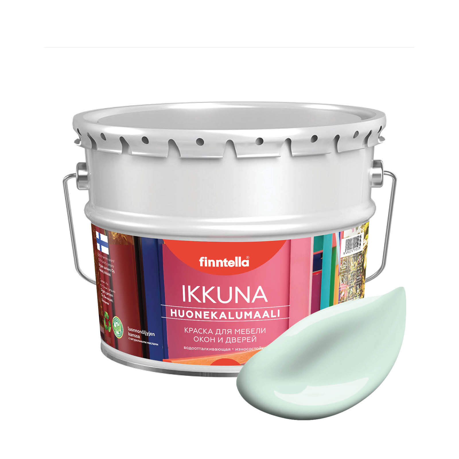 

Краска IKKUNA Color Матовая, LINTU бледно-бирюзовый, 9л, Голубой, IKKUNA Color для дерева, деревянных поверхностей и интерьеров, стен и потолка с натуральным маслом, без запаха