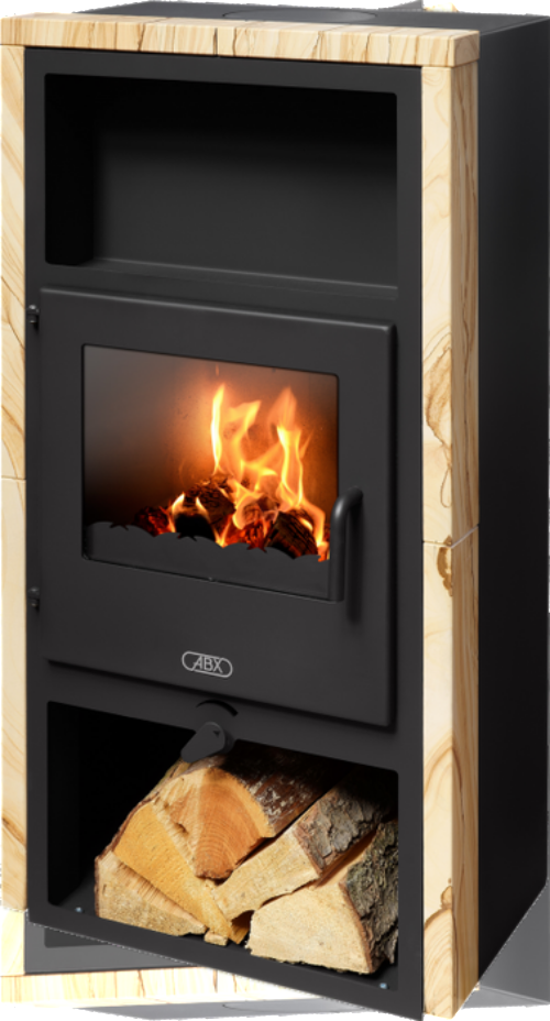 Дровяная печь ABX Narvik I черная сталь, бразильский песч.с верх. плитой