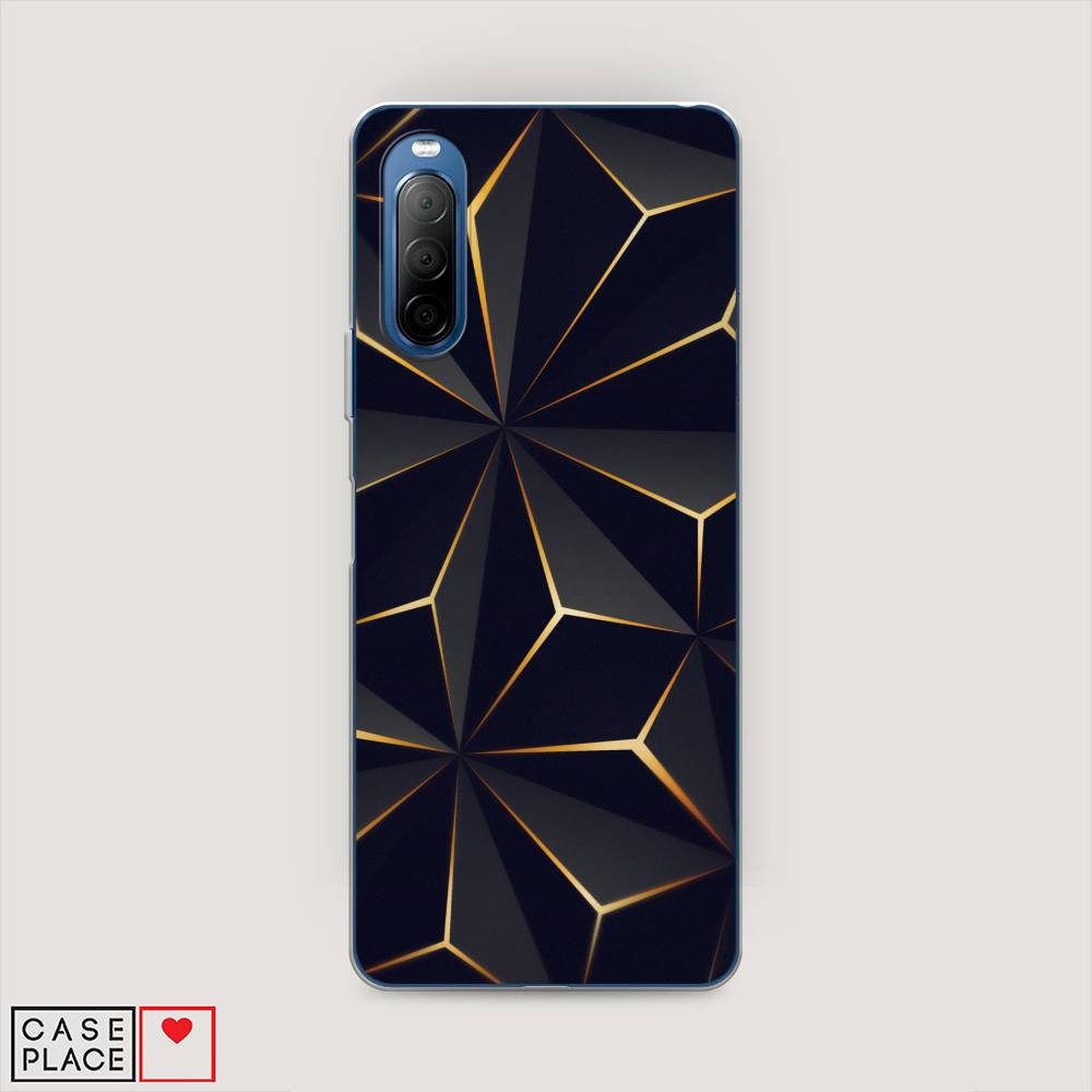 

Чехол на Sony Xperia 10 II "Черные полигоны", Золотистый;черный, 54650-3