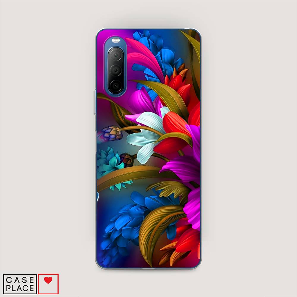 

Чехол на Sony Xperia 10 II "Фантастические цветы", Фиолетовый;красный;синий, 54650-2