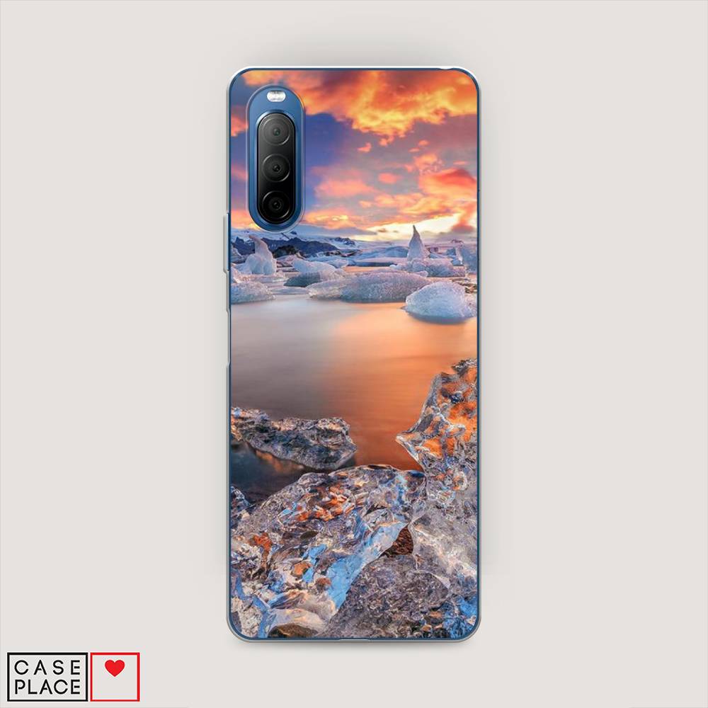 

Чехол на Sony Xperia 10 II "Ледники", Синий;оранжевый, 54650-2