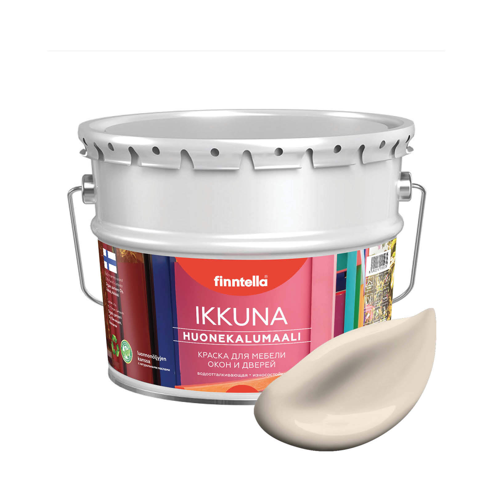 

Краска IKKUNA Color Матовая, MANTELI бежевый, 9л, IKKUNA Color для дерева, деревянных поверхностей и интерьеров, стен и потолка с натуральным маслом, без запаха