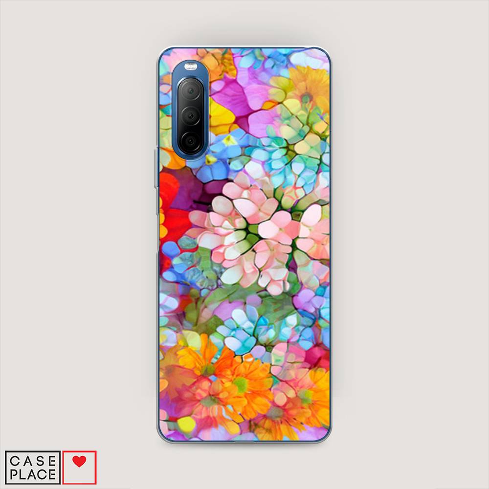 

Чехол на Sony Xperia 10 II "Цветы витраж", Оранжевый;розовый;голубой, 54650-3