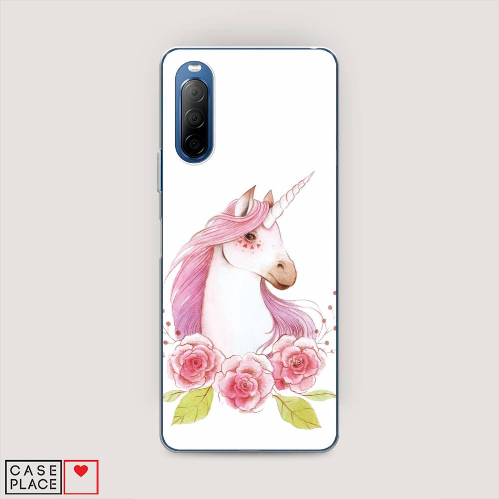 

Чехол на Sony Xperia 10 II "Единорог цветы", Белый;розовый;серый, 54650-1