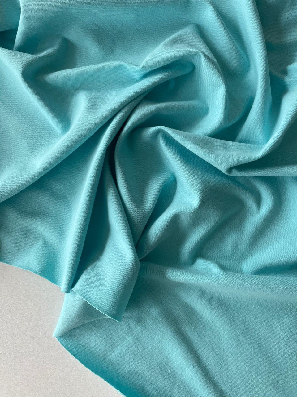 Ткань, кулирная гладь с лайкрой, MamiMa fabric, отрез 1 м на 1,8 м, светлый ментол, 04042