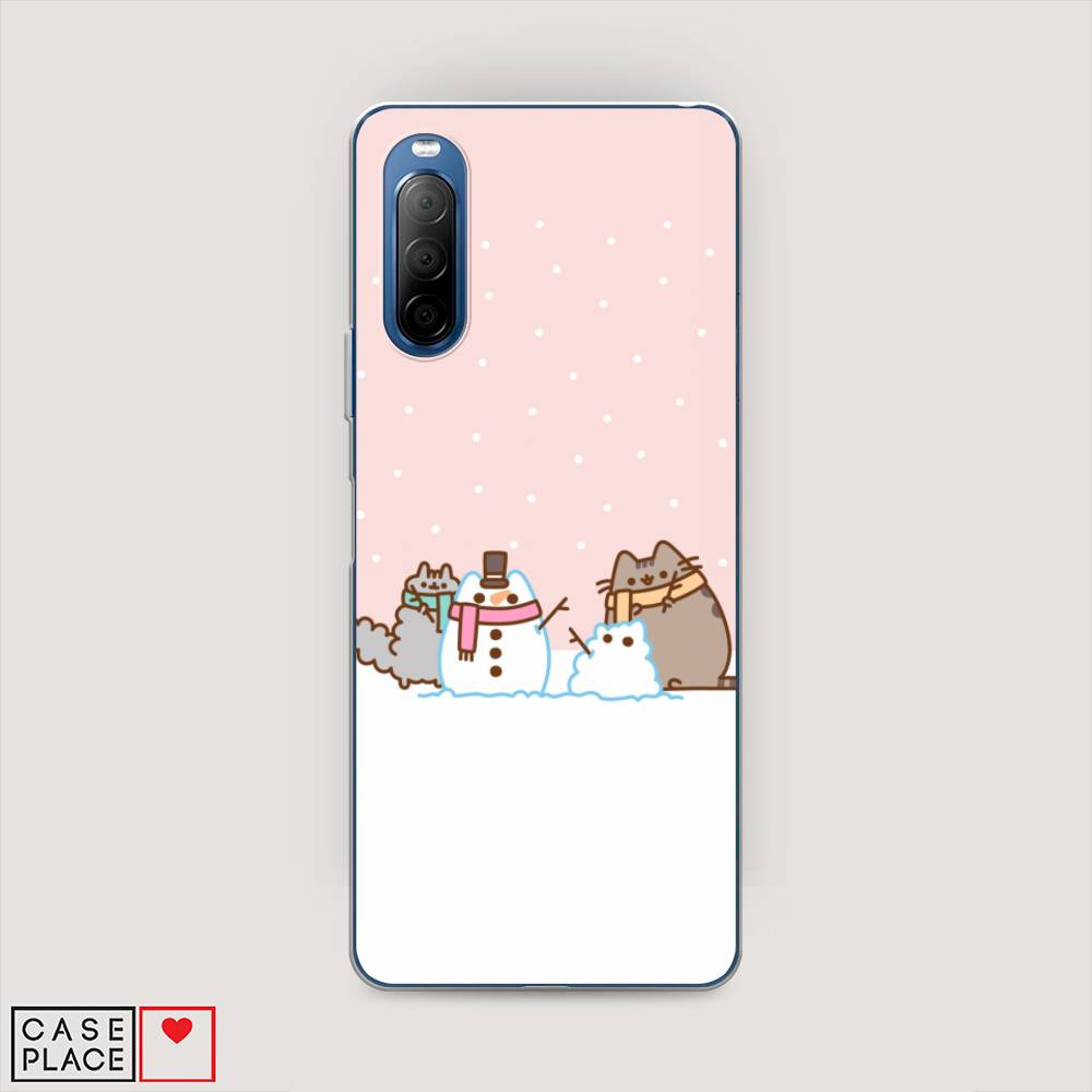 

Чехол на Sony Xperia 10 II "Котики в снегу", Розовый;белый;серый, 54650-5