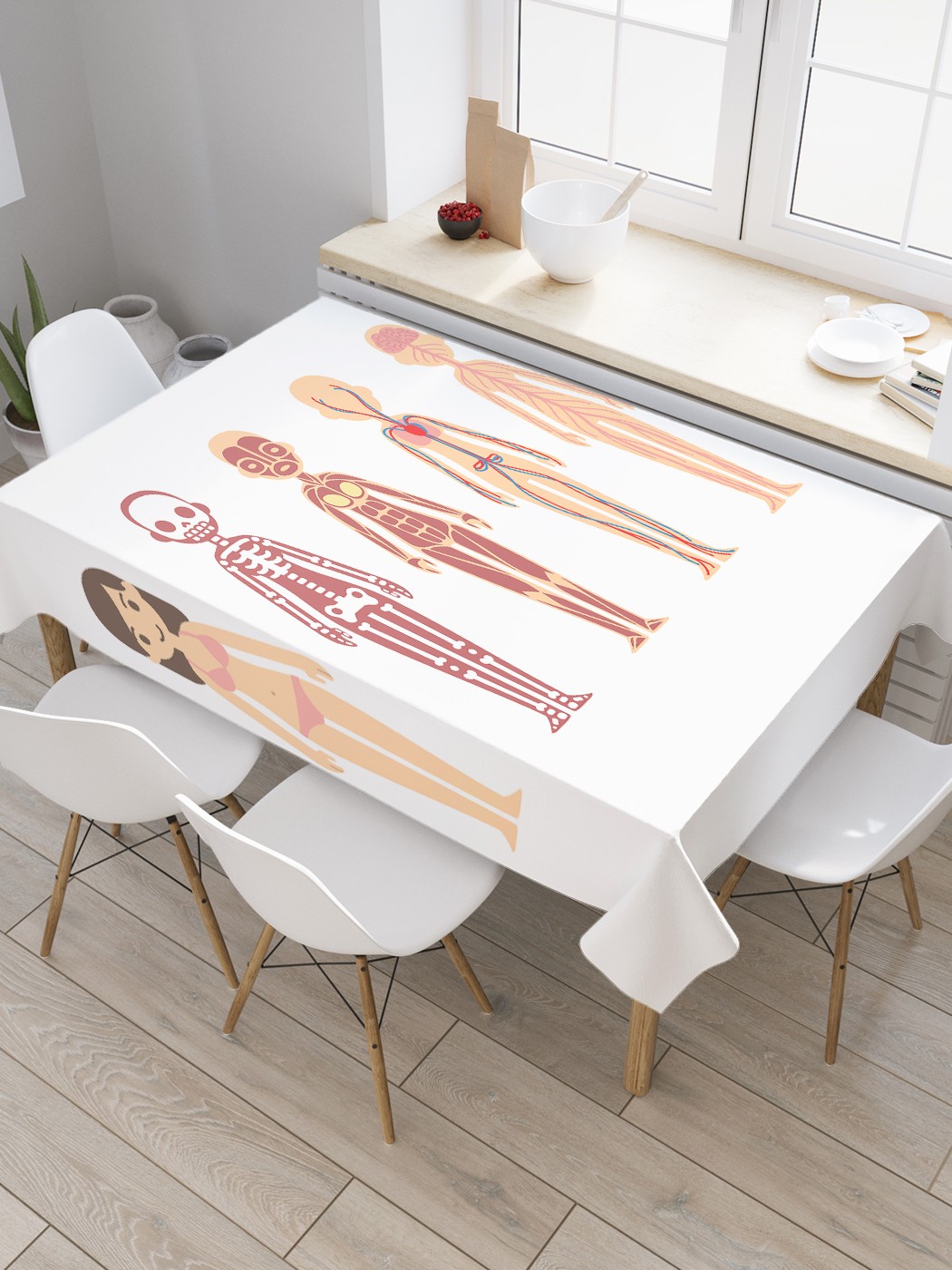 

Скатерть прямоугольная JoyArty "Анатомия человека" из сатена, 180x145 см, Белый, Анатомия человека