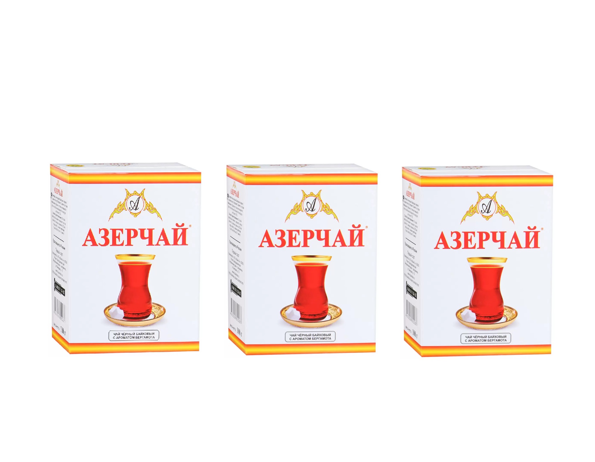 Чай Azercay черный с бергамотом, 100 г * 3 шт