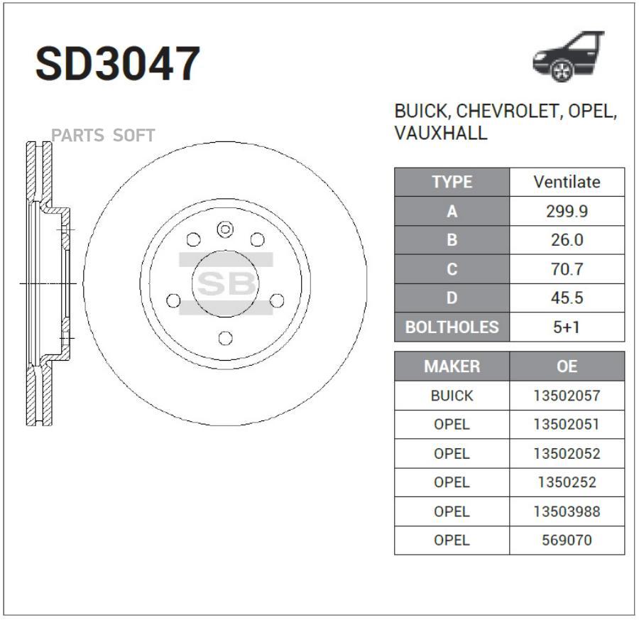 

Диск тормозной передний SANGSIN BRAKE SD3047, SD3047