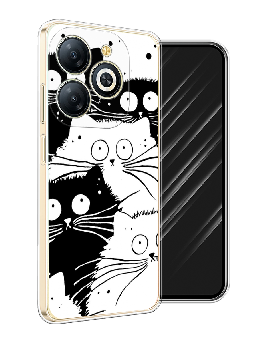 

Чехол Awog на Infinix Smart 8 Plus "Коты черно-белые", Черный;белый, 3105550-1