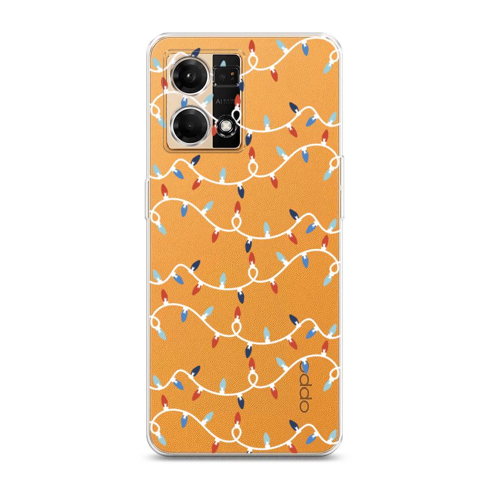 

Чехол на Oppo Reno 7 4G "Разноцветная гирлянда", Белый;красный;синий, 2511250-5