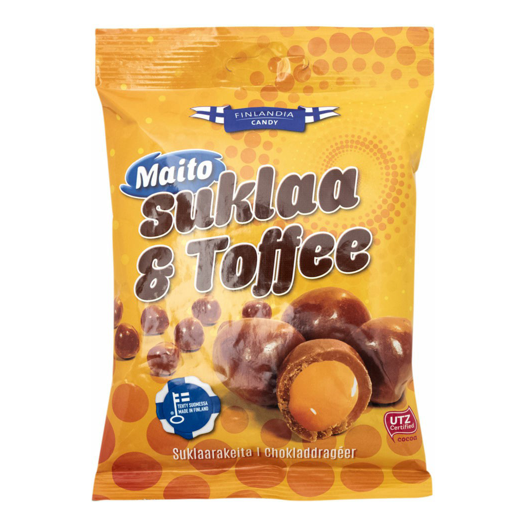 

Шоколадные конфеты Suklaa & Toffee candy с карамельной начинкой 120 г
