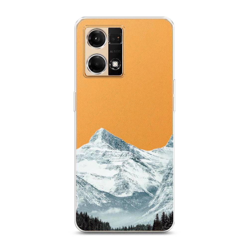 

Чехол на Oppo Reno 7 4G "Горы арт 1", Белый;зеленый, 2511250-2