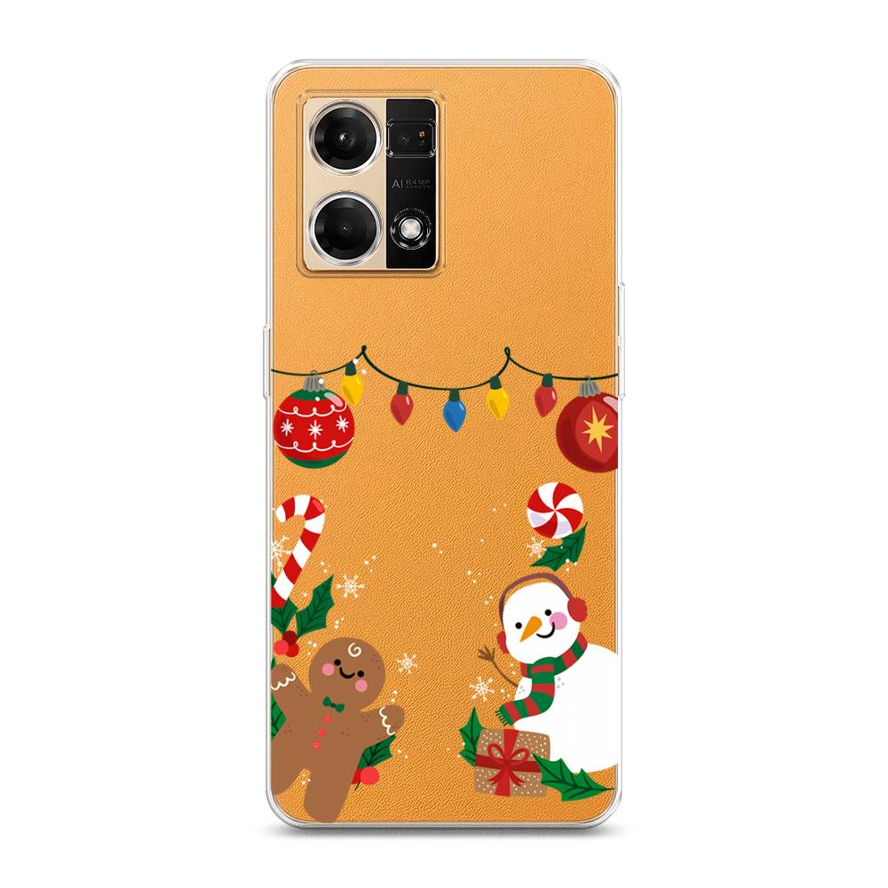 

Чехол на Oppo Reno 7 4G "Новогоднее настроение", Коричневый;красный;зеленый, 2511250-5