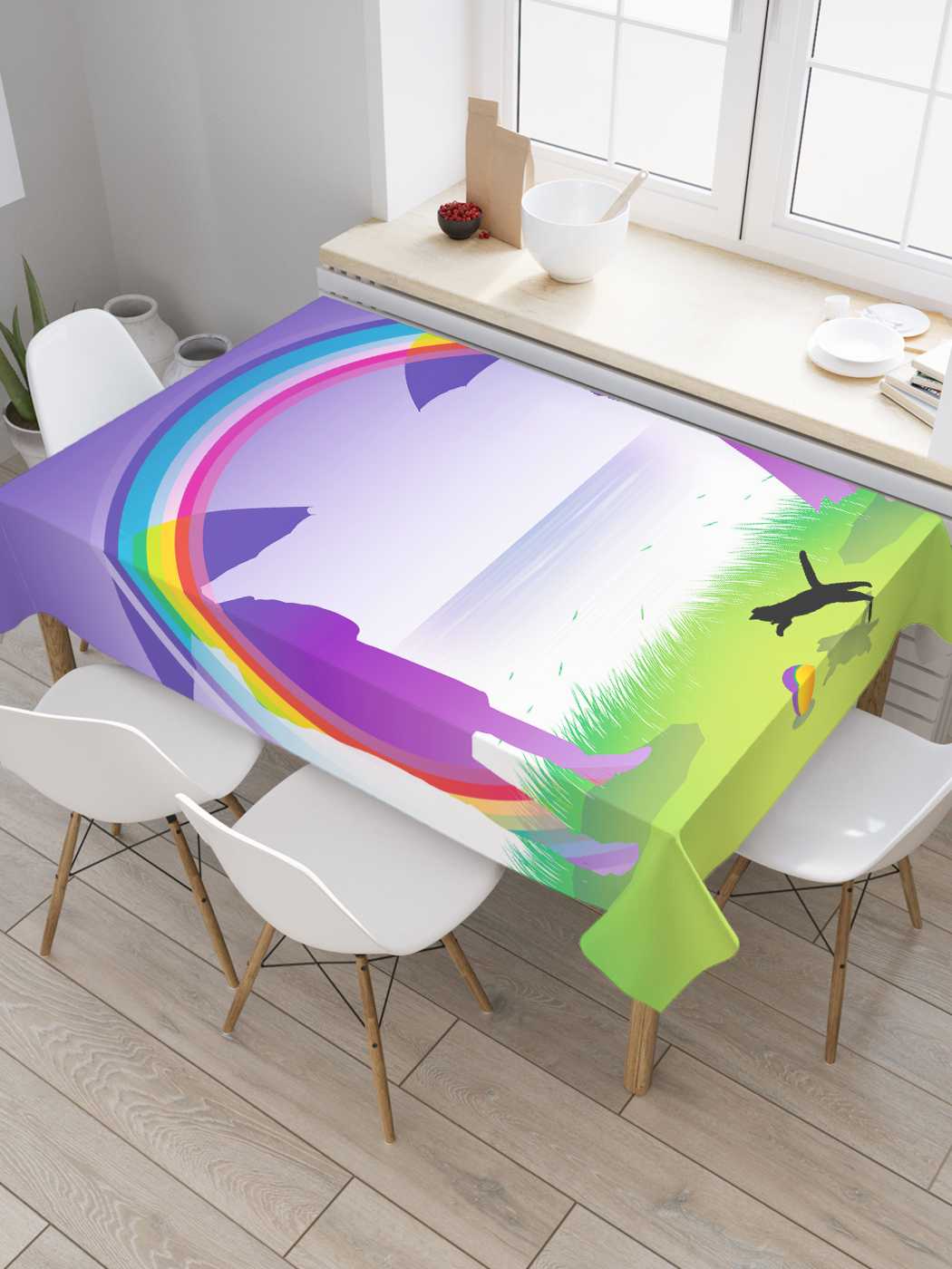 

Скатерть прямоугольная JoyArty "После дождя" из оксфорда, 120x145 см, Фиолетовый, После дождя