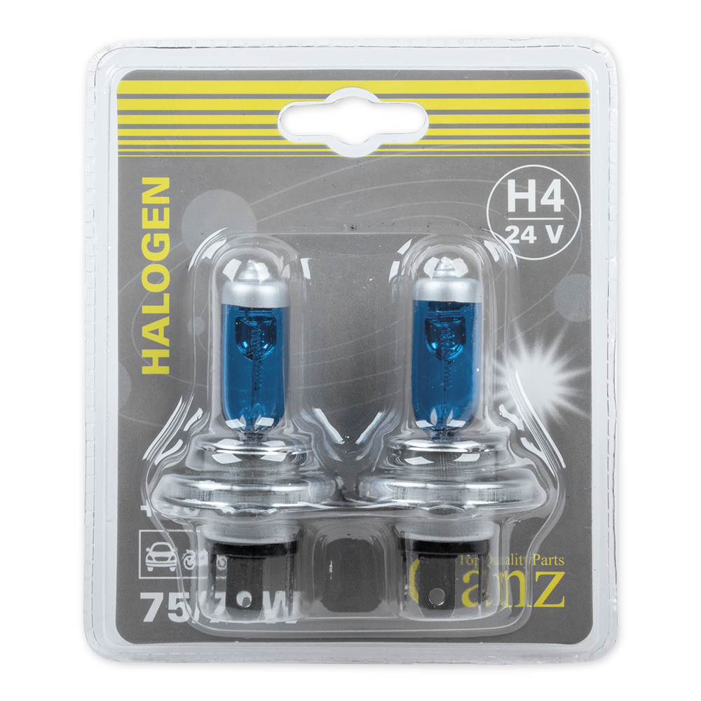 

Галогенная лампа H4 24v 75/70w +50% (P43t) блистер-2 шт.