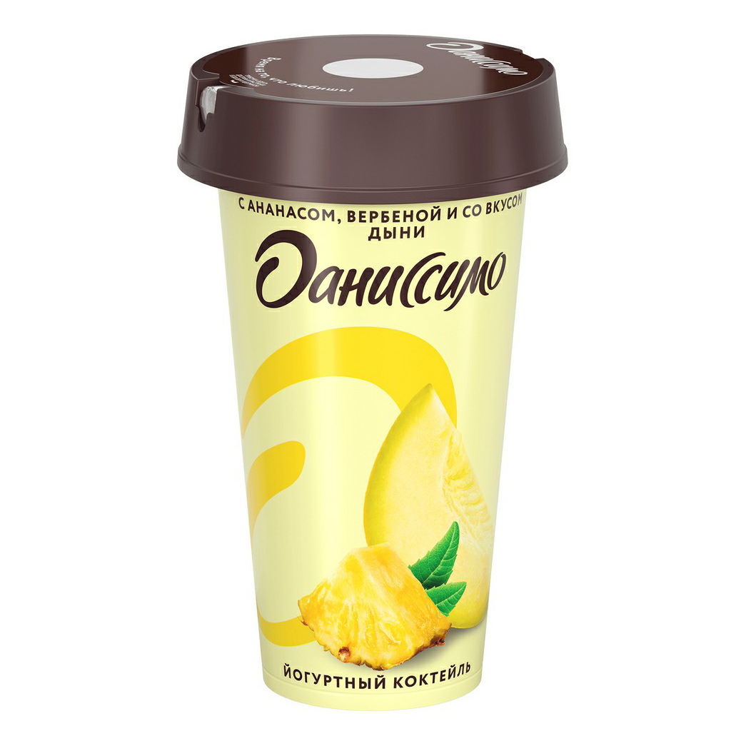 Йогуртный коктейль Даниссимо Shake It Easy ананас-экстракт вербены-дыня 2,7% БЗМЖ 190 мл
