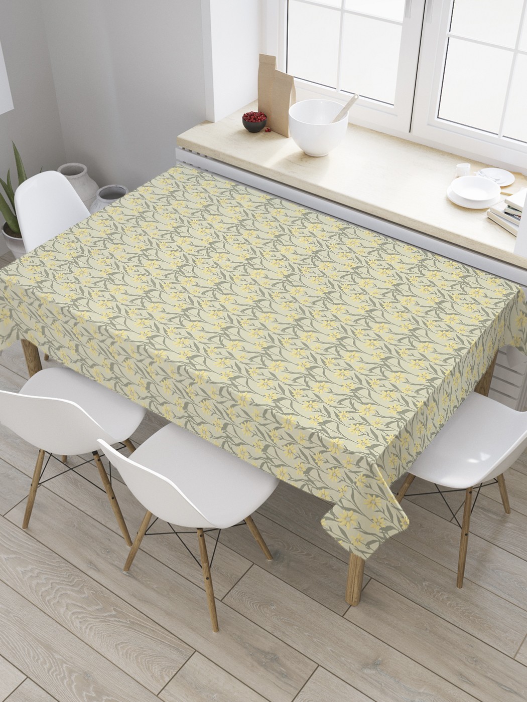 

Скатерть прямоугольная JoyArty "Маргаритки ретро" из оксфорда, 120x145 см, Бежевый, Маргаритки ретро