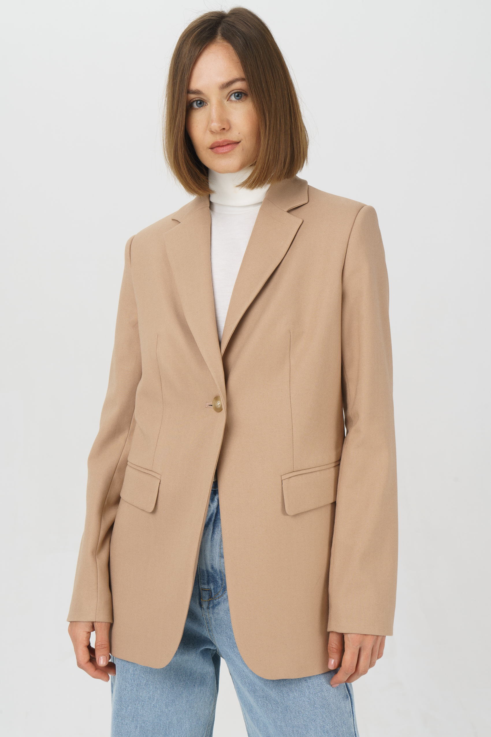 

Пиджак женский Ennergiia AW23-TEX01 бежевый 48 RU, AW23-TEX01