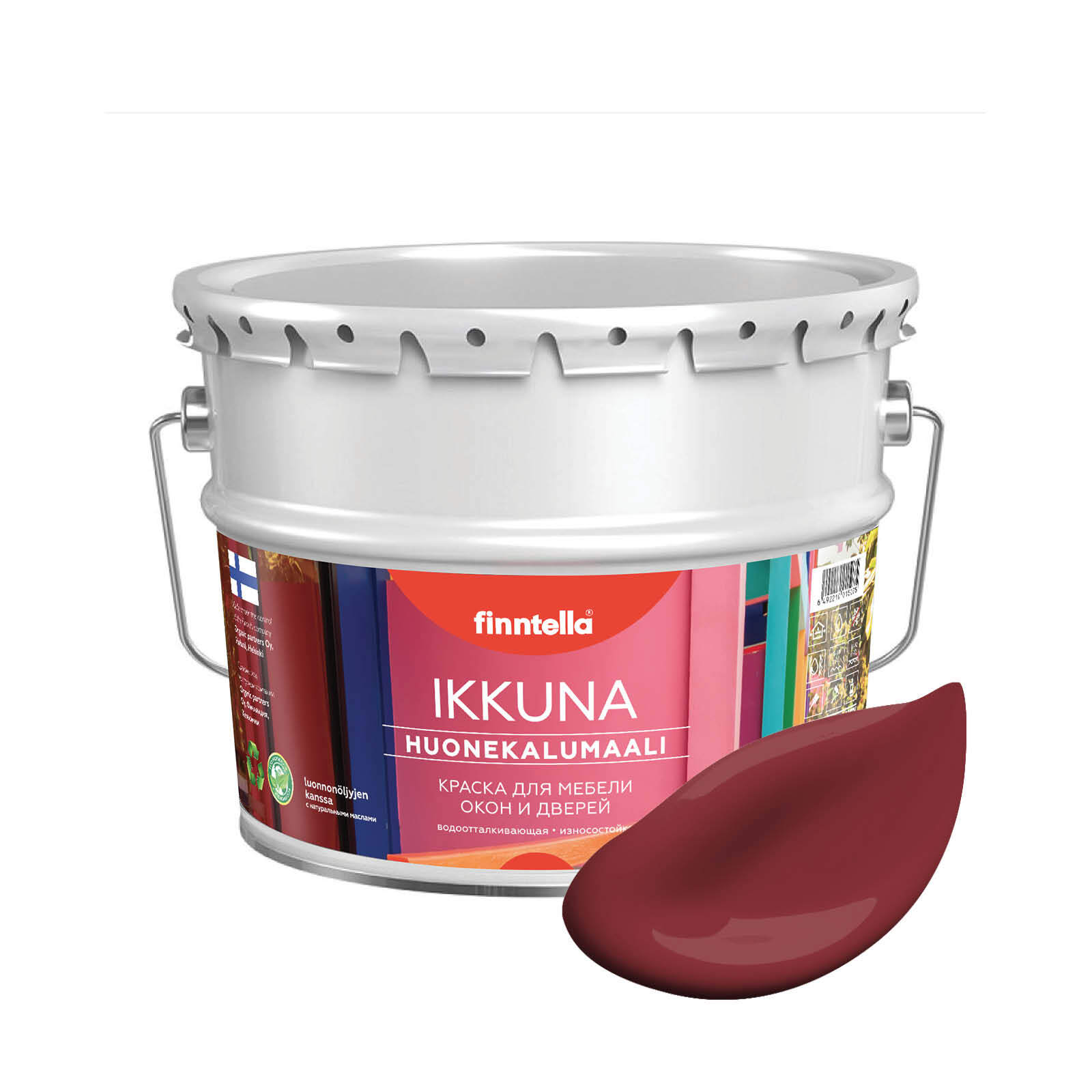 

Краска IKKUNA Color Матовая, VIININPU финский бордовый, 9л, IKKUNA Color для дерева, деревянных поверхностей и интерьеров, стен и потолка с натуральным маслом, без запаха