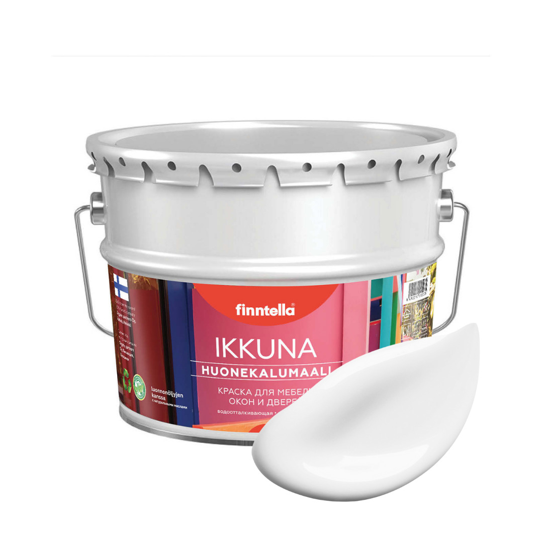

Краска IKKUNA Color Матовая, LUMI белый, 9л, IKKUNA Color для дерева, деревянных поверхностей и интерьеров, стен и потолка с натуральным маслом, без запаха