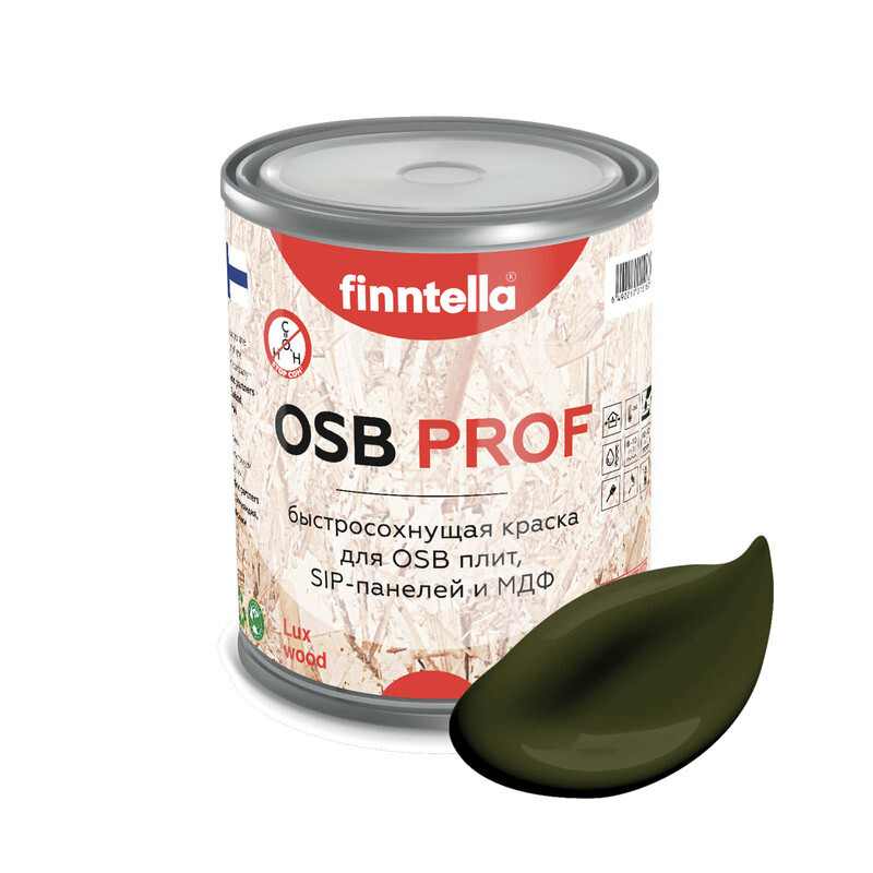 

Краска OSB Prof , KOMBU буро-зеленый, 0,9л, OSB PROF специализированная для ОСБ плит. Высокоадгезионная. Самогрунтующая.