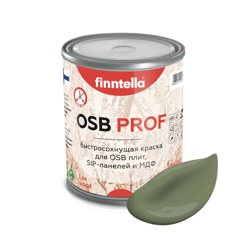 

Краска OSB Prof , OLIIVI Тёмно-зелёный, 0,9л, Зеленый, OSB PROF специализированная для ОСБ плит. Высокоадгезионная. Самогрунтующая.