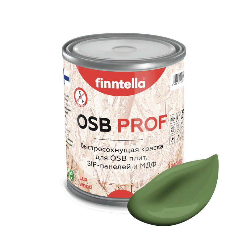 

Краска OSB Prof , VIHREA зеленый, 0,9л, OSB PROF специализированная для ОСБ плит. Высокоадгезионная. Самогрунтующая.