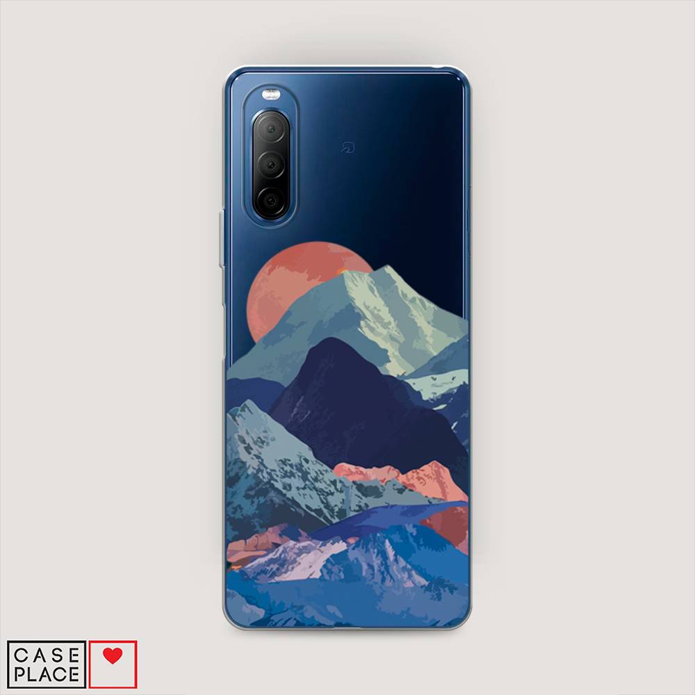 

Чехол на Sony Xperia 10 II "Закат в снежных горах", Красный;серый;голубой, 54650-2
