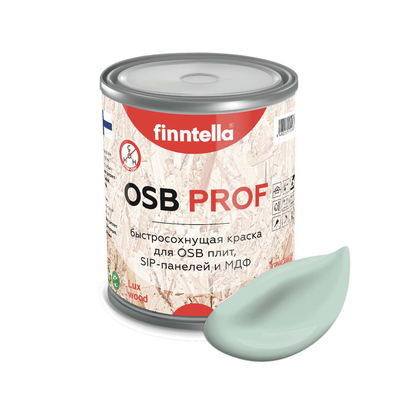 

Краска OSB Prof , PAISTAA бледно-бирюзовый, 0,9л, Зеленый, OSB PROF специализированная для ОСБ плит. Высокоадгезионная. Самогрунтующая.