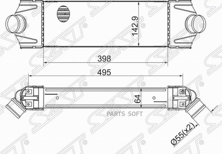 Радиатор Интеркулера Ford Transit 06- Sat арт. ST-1423732