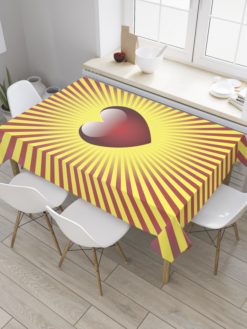 

Скатерть прямоугольная JoyArty "Яркое сердце" из оксфорда, 120x145 см, Желтый, Яркое сердце