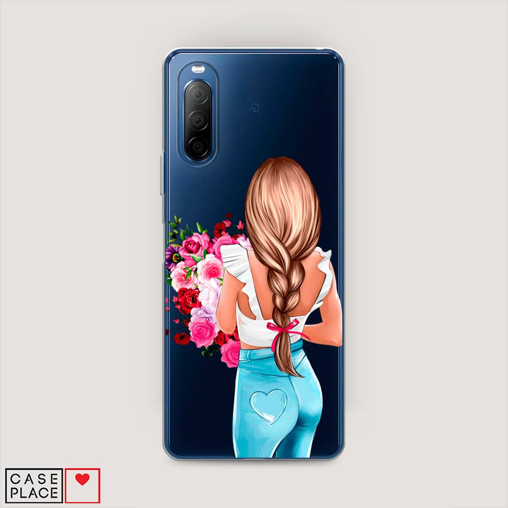 

Чехол на Sony Xperia 10 II "Девушка с цветами", Коричневый;розовый;голубой, 54650-6