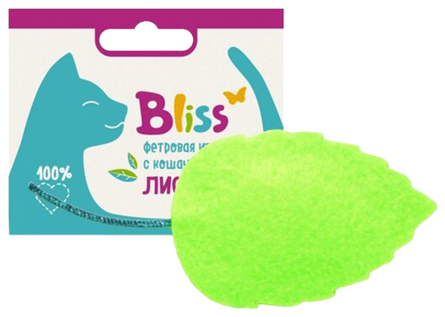 Мягкая игрушка Bliss Листик, с кошачей мятой, зеленая
