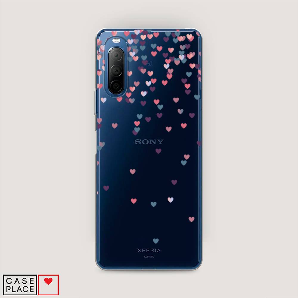 

Чехол на Sony Xperia 10 II "Посыпка сердечки", Розовый;фиолетовый, 54650-3