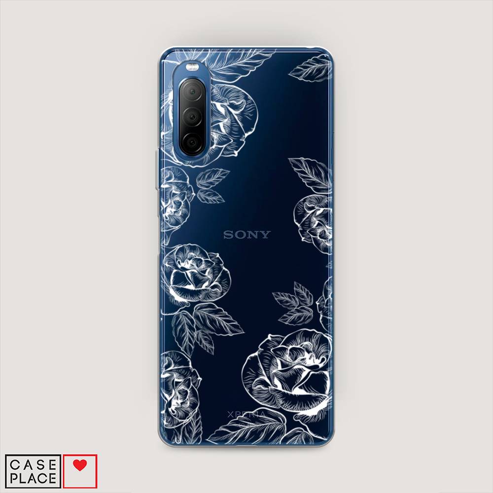 

Чехол на Sony Xperia 10 II "Розы графика", Черный;серый, 54650-2