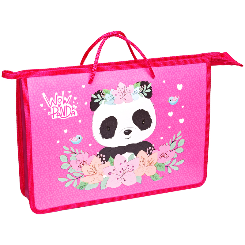 

Папка с ручками ArtSpace Wow Panda А4, пластик, на молнии, 75мм