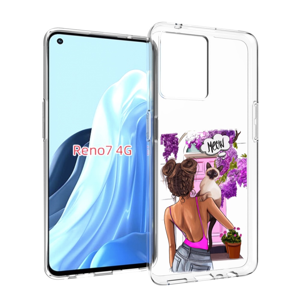 

Чехол MyPads Девушка-с-котиком женский для OPPO RENO 7 4G, Прозрачный, Tocco