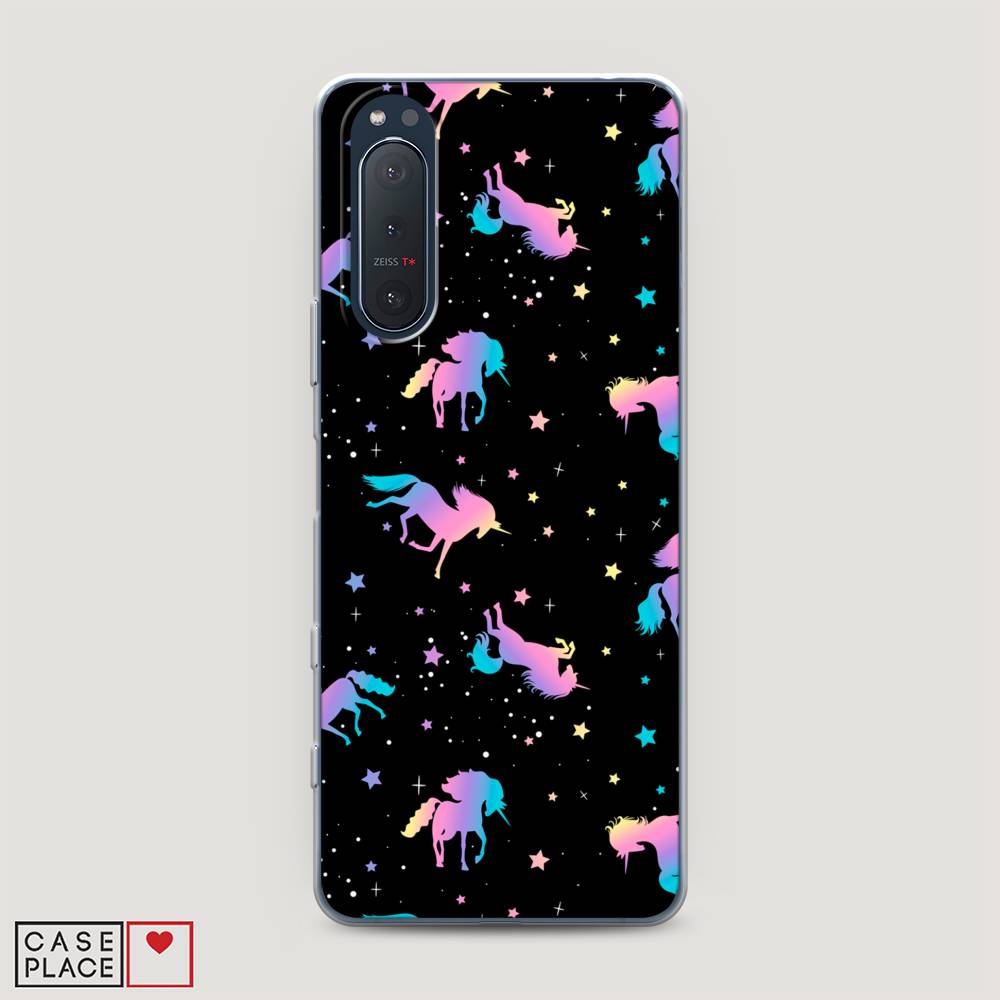 

Чехол на Sony Xperia 5 II "Единороги градиент", Черный;розовый;голубой, 54750-1