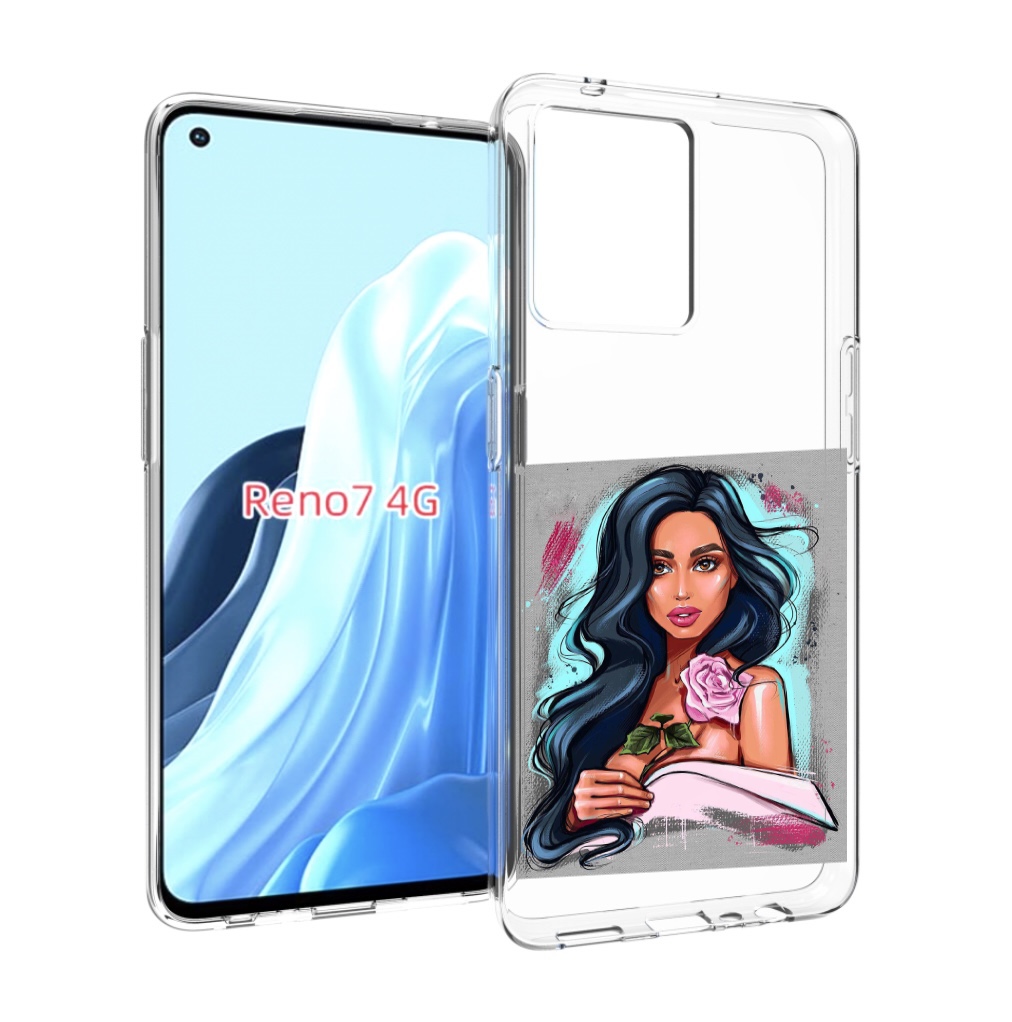 

Чехол MyPads Девушка-с-розовой-розочкой женский для OPPO RENO 7 4G, Прозрачный, Tocco